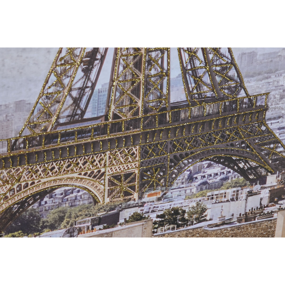 Tavla Home ESPRIT Vit Grå Gyllene Paris Glitter Loft 150 x 3 x 100 cm (2 antal) - 3