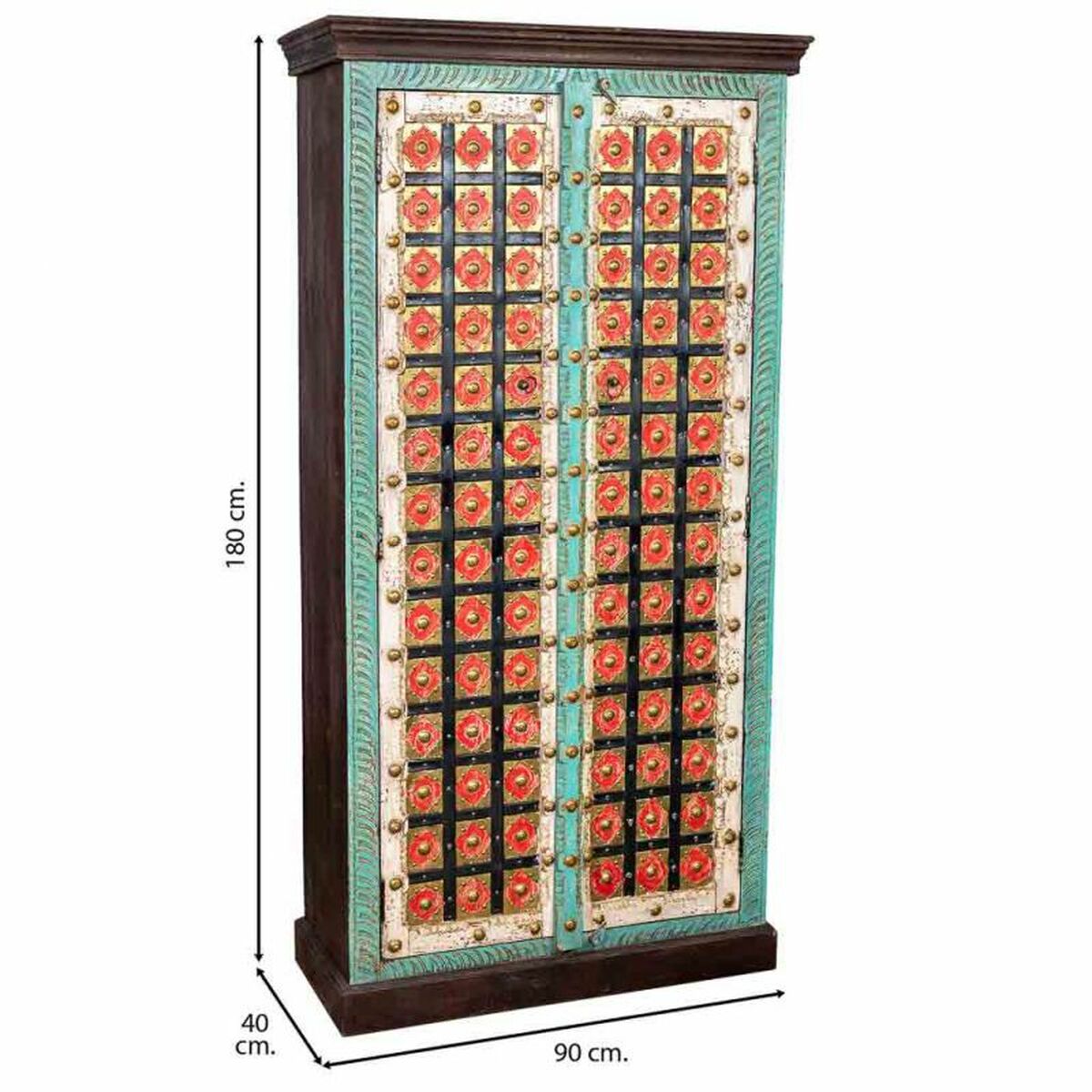 Skåp Alexandra House Living Multicolour Mässing Mangoträ 40 x 90 x 180 cm - 3