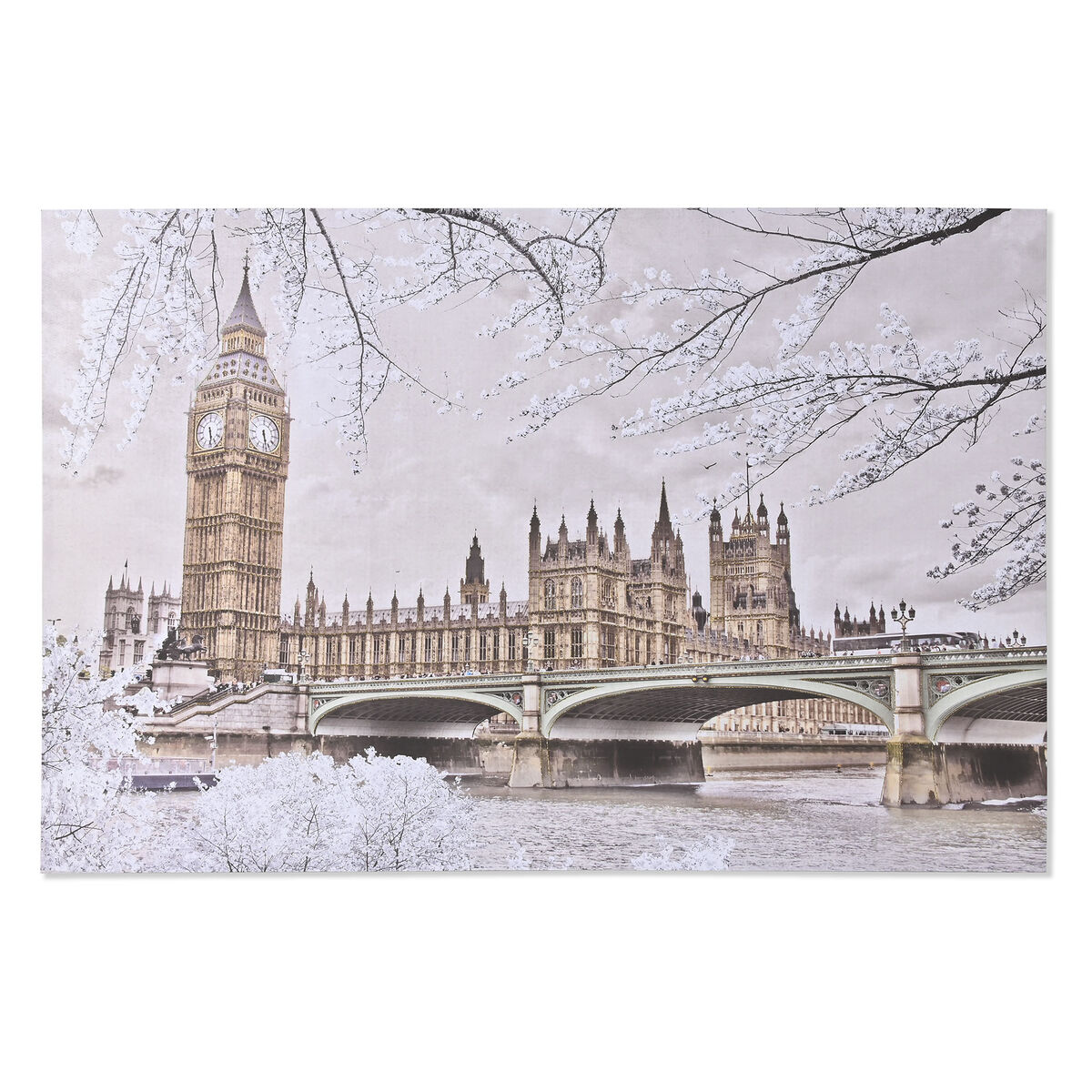 Tavla Home ESPRIT Vit Gyllene Glitter London Loft 150 x 3 x 100 cm (2 antal)