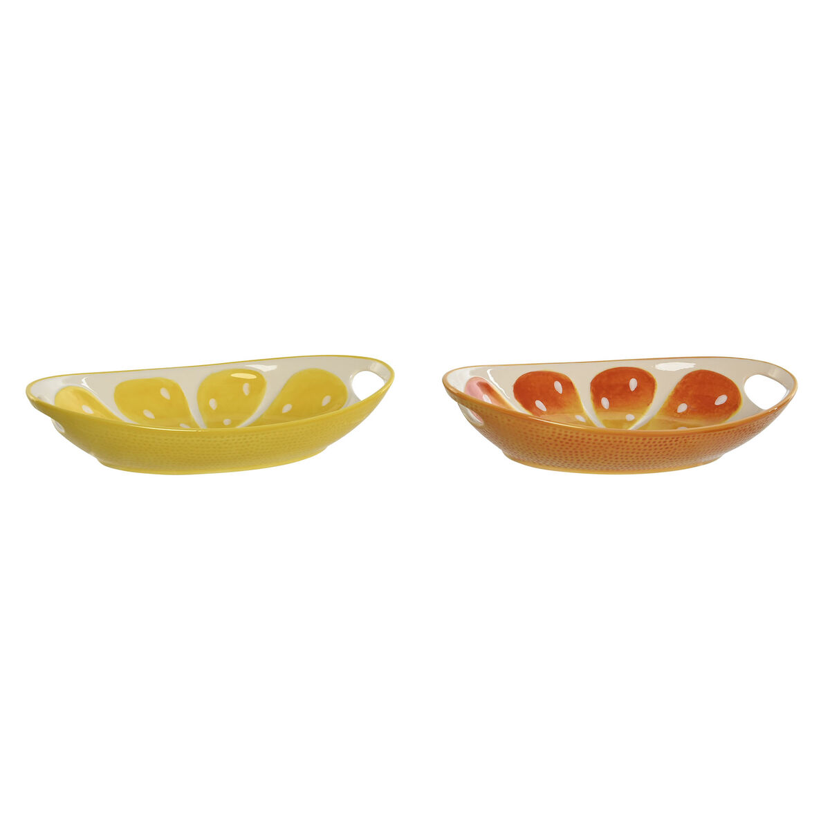 Snacksbricka Home ESPRIT Grön Orange Stengods Citron 30,6 x 16,5 x 6 cm (2 antal)