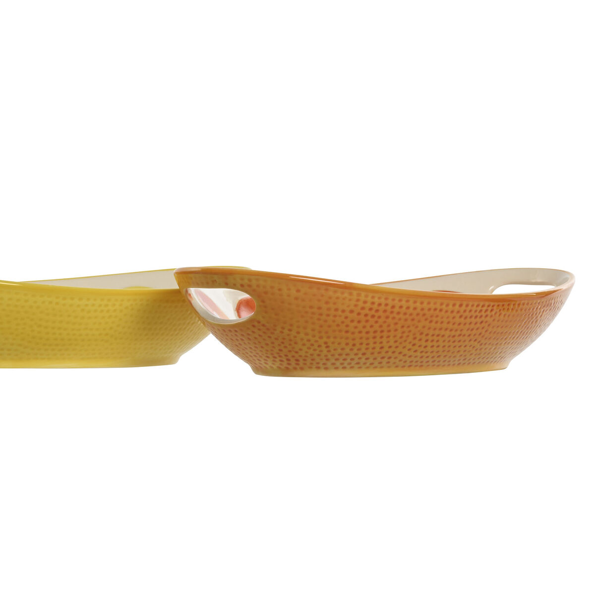 Snacksbricka Home ESPRIT Grön Orange Stengods Citron 30,6 x 16,5 x 6 cm (2 antal) - 3