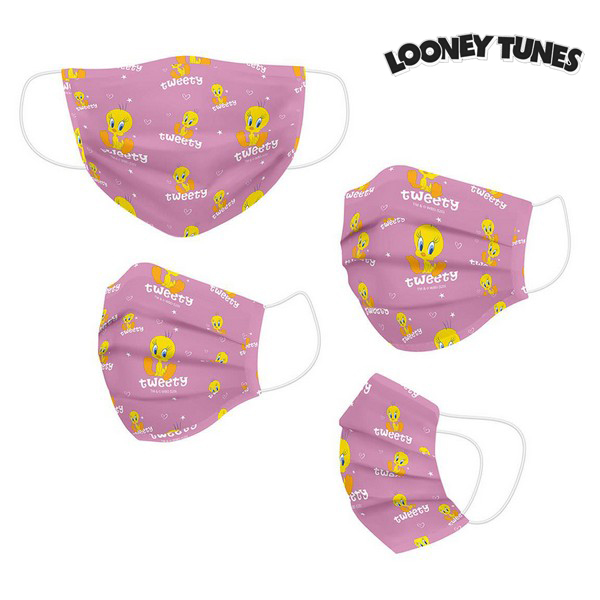 Återanvändbart Hygieniskt Munskydd av Tyg Looney Tunes Barn Rosa - 4