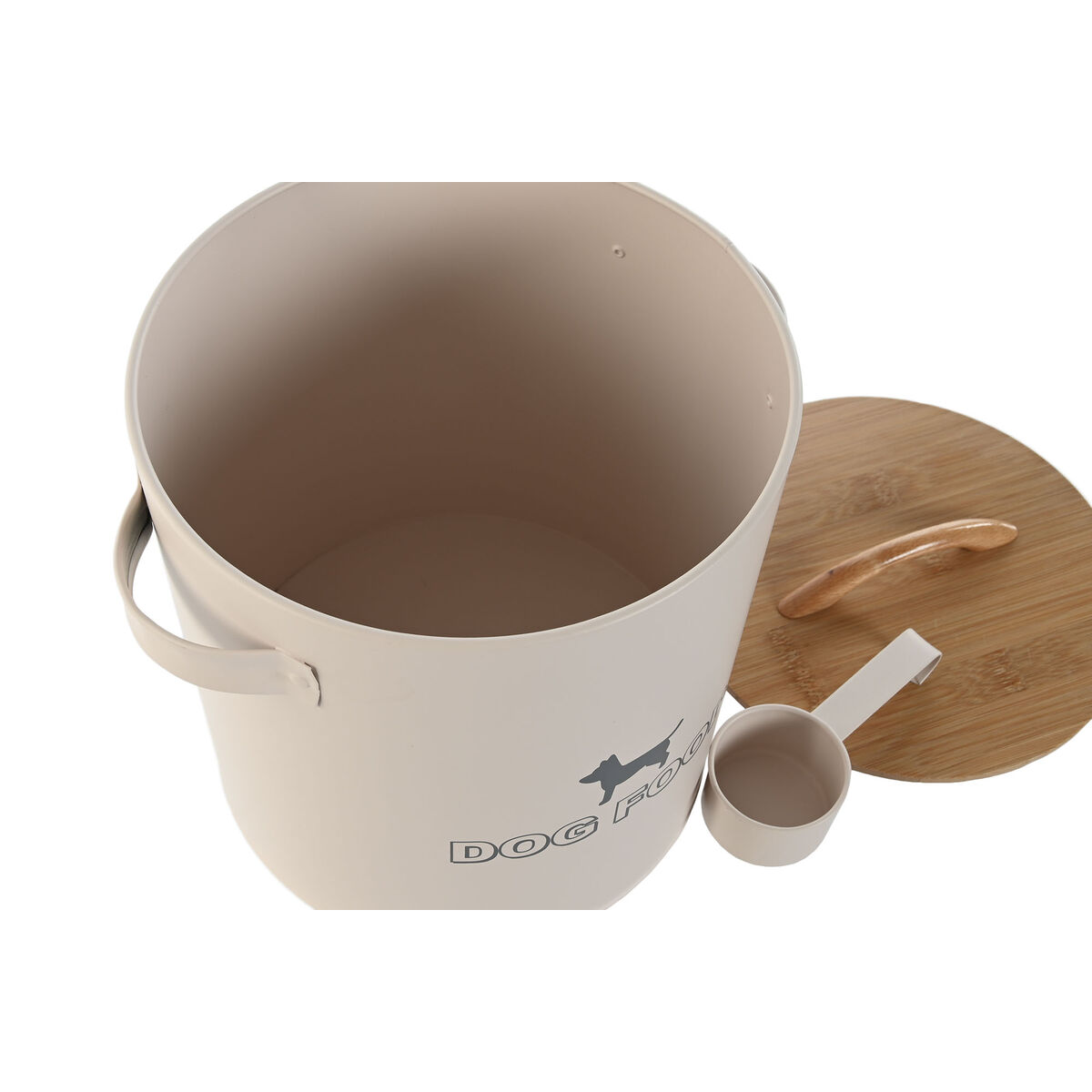Behållare för husdjursfoder Home ESPRIT Beige Naturell Metall Bambu 8 L 25 X 21,7 X 26 cm - 3
