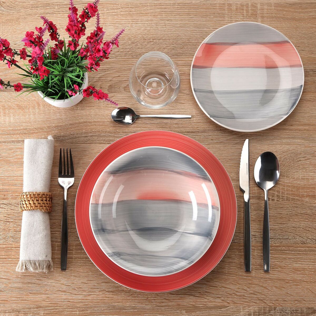 Servissats Versa Leanne Rosa Stengods 26,5 x 26,5 cm 18 Delar - 2