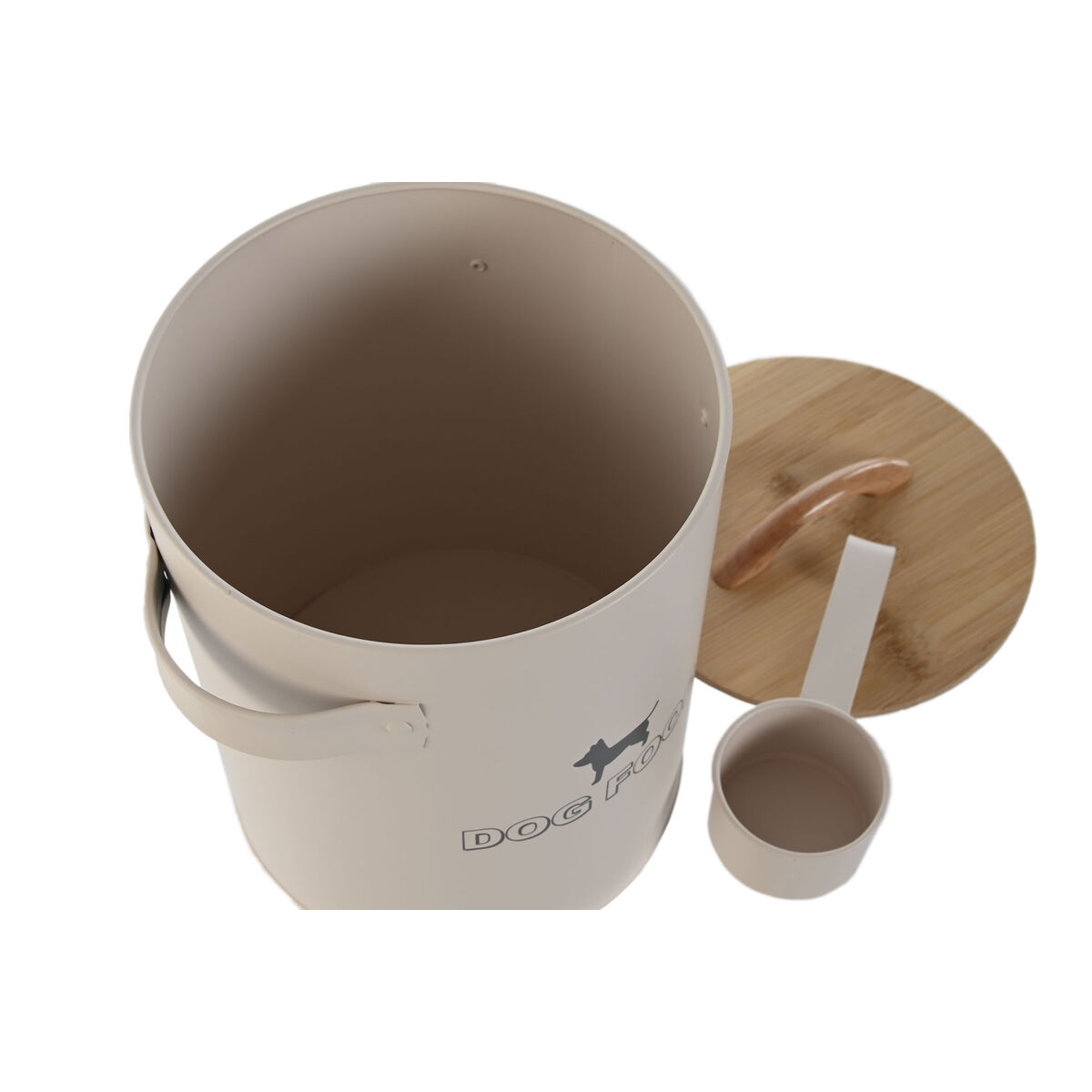Behållare för husdjursfoder Home ESPRIT Beige Naturell Metall Bambu 4 L 19 X 16 X 23 cm - 3