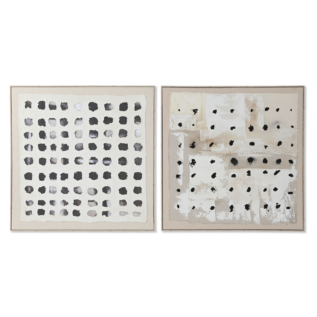 Tavla Home ESPRIT Svart Beige Jute polystyren Abstrakt Modern 102 x 3,2 x 102 cm (2 antal)