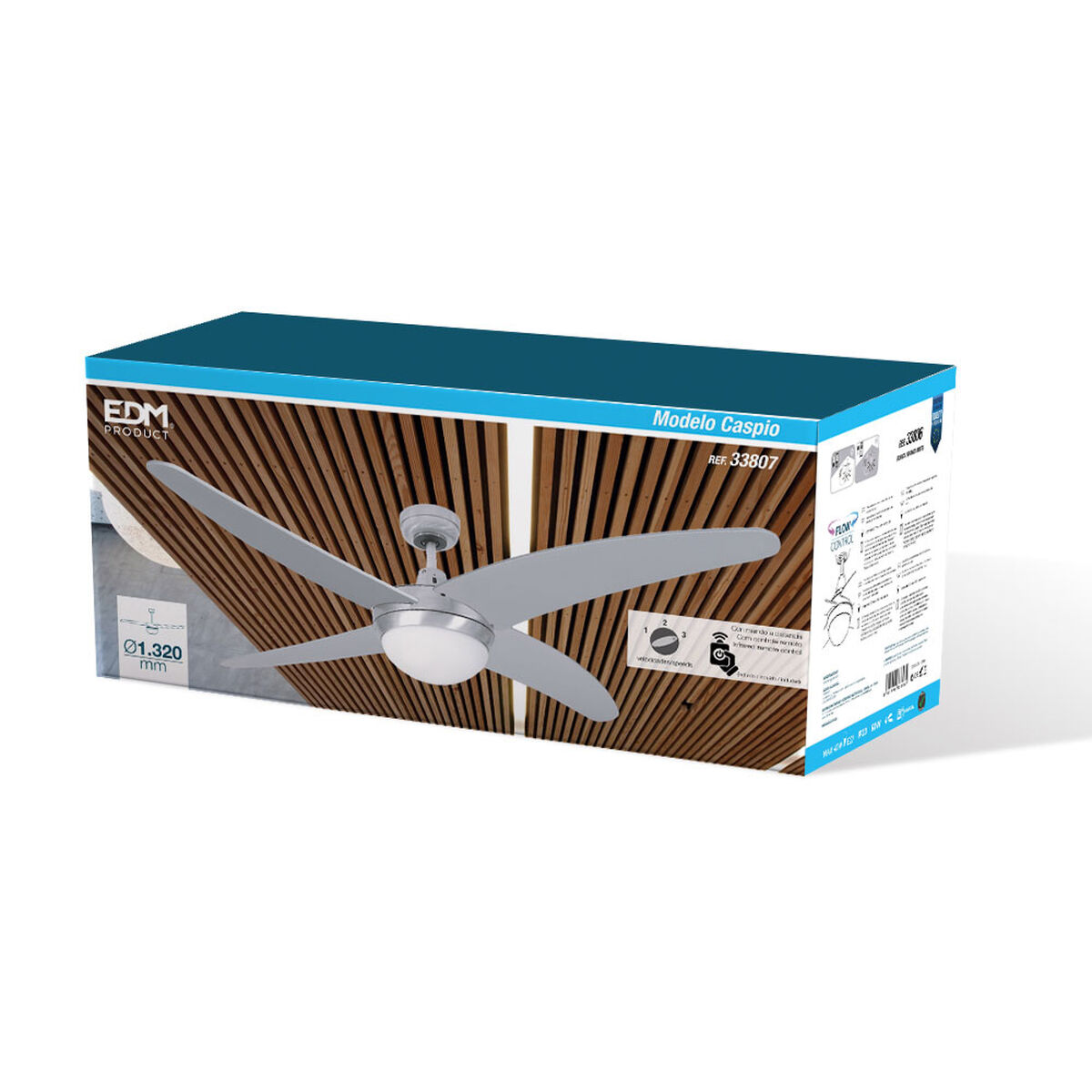 Takfläkt med belysning EDM 33807 Caspio Silvrig 60 W - 7