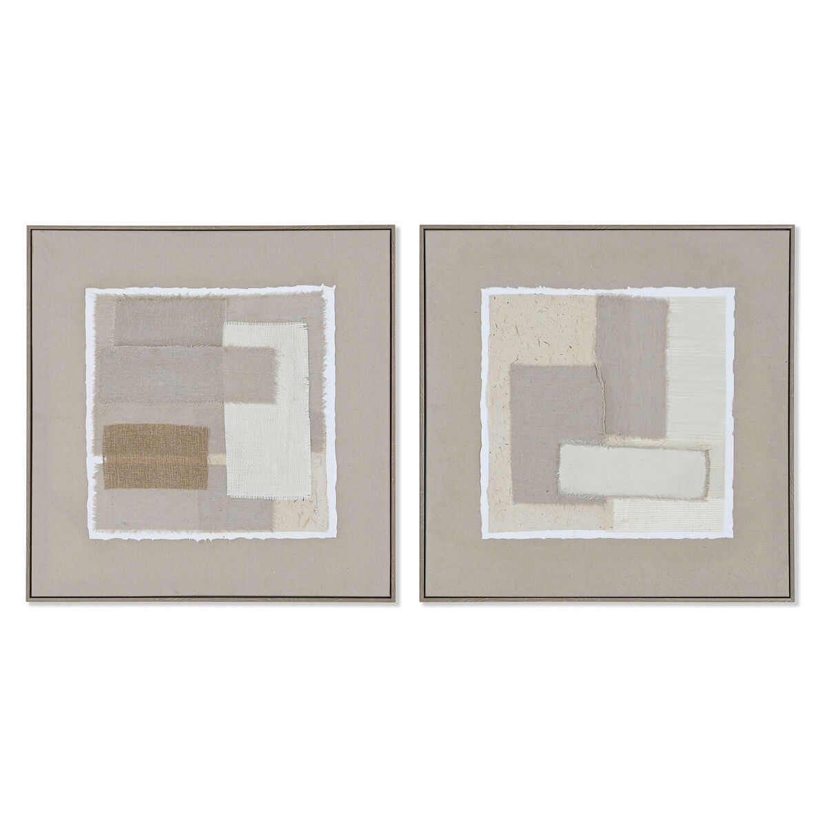 Tavla Home ESPRIT Brun Beige Jute polystyren Abstrakt Urban 62 x 3,2 x 62 cm (2 antal)