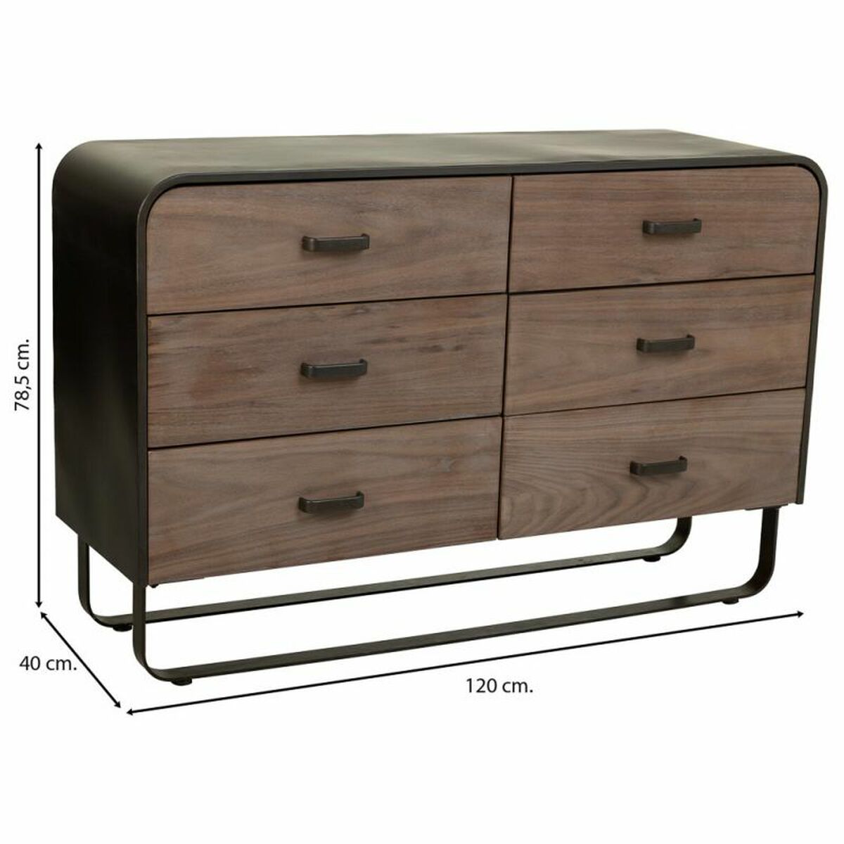 Kommod Alexandra House Living Brun Trä Järn Platta Granträ 40 x 78 x 120 cm - 3