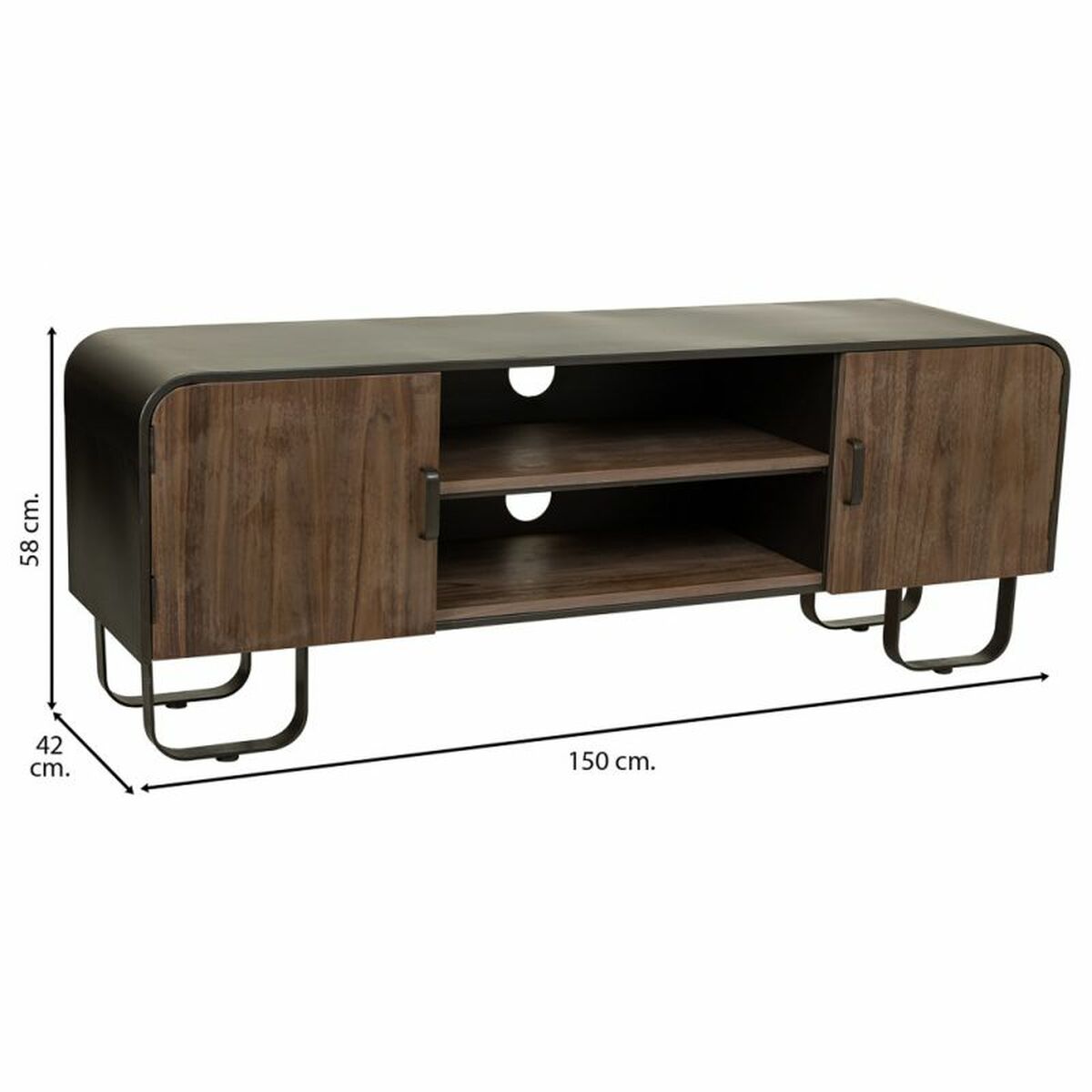 Flerfunktionslådor Alexandra House Living Brun Trä Järn Platta Granträ 42 x 58 x 150 cm - 3