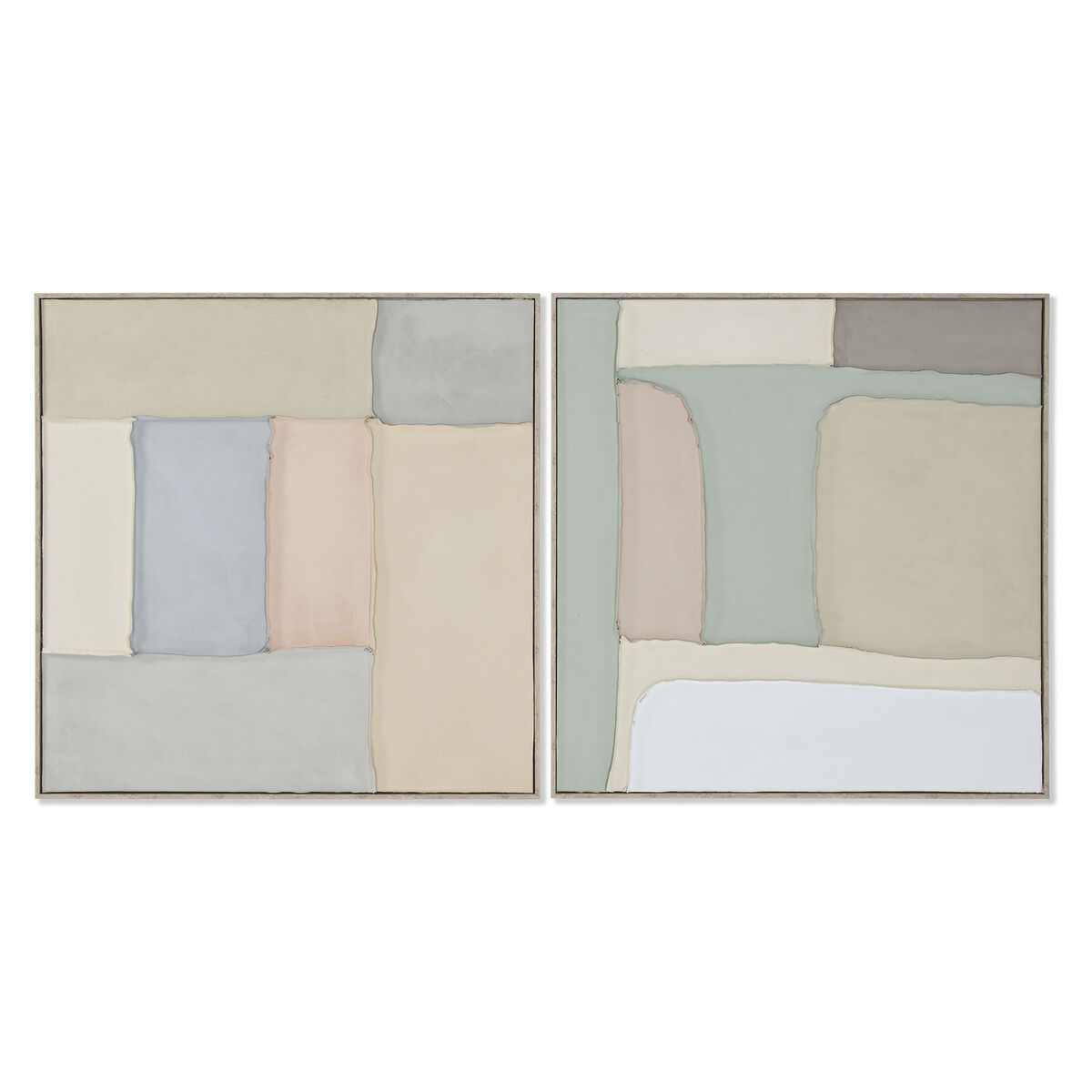 Kanvas Home ESPRIT Grön Beige Abstrakt Urban 92 x 3,8 x 92 cm (2 antal)