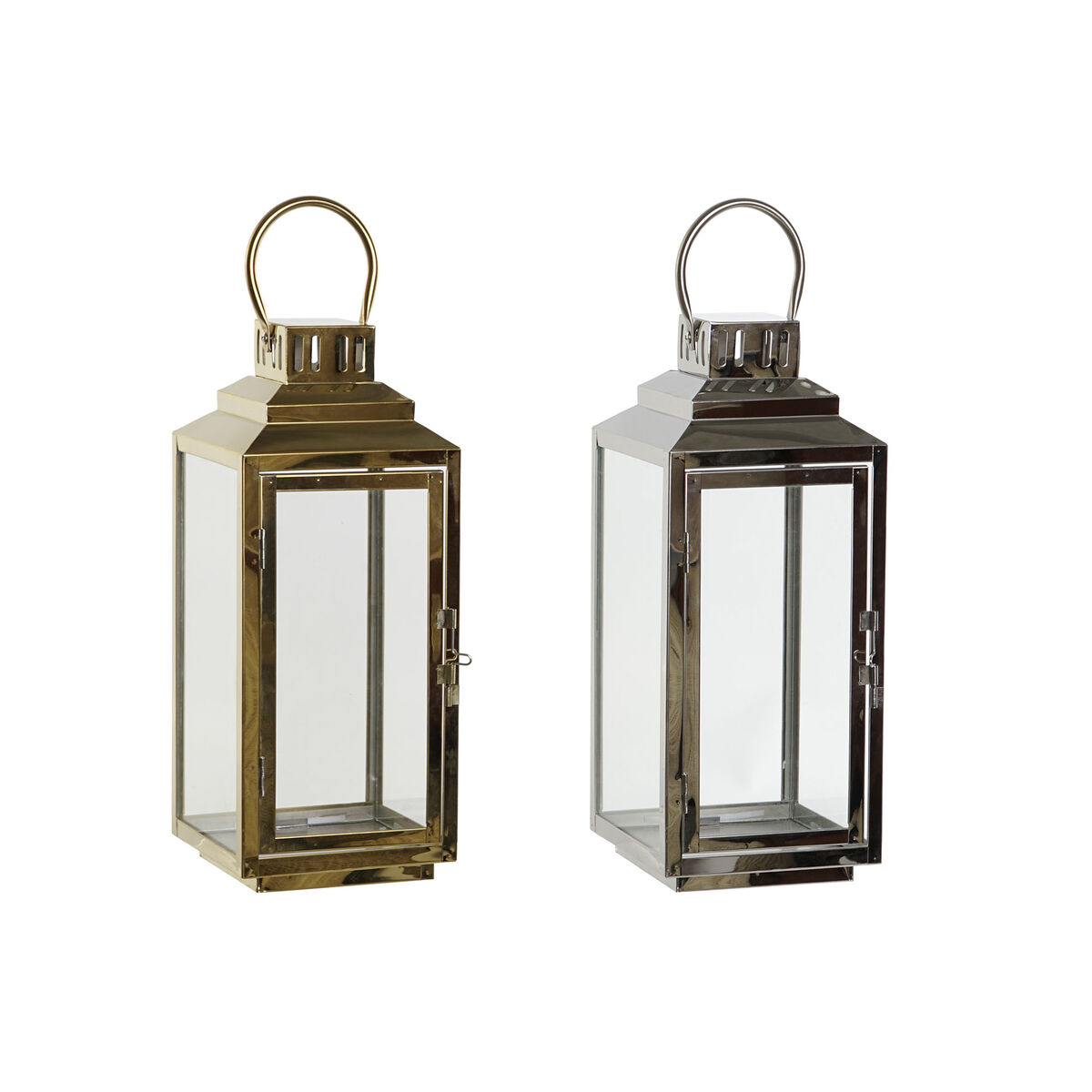 Lykta DKD Home Decor Gyllene Silvrig Aluminium Glas 14 x 14 x 35 cm (2 antal)