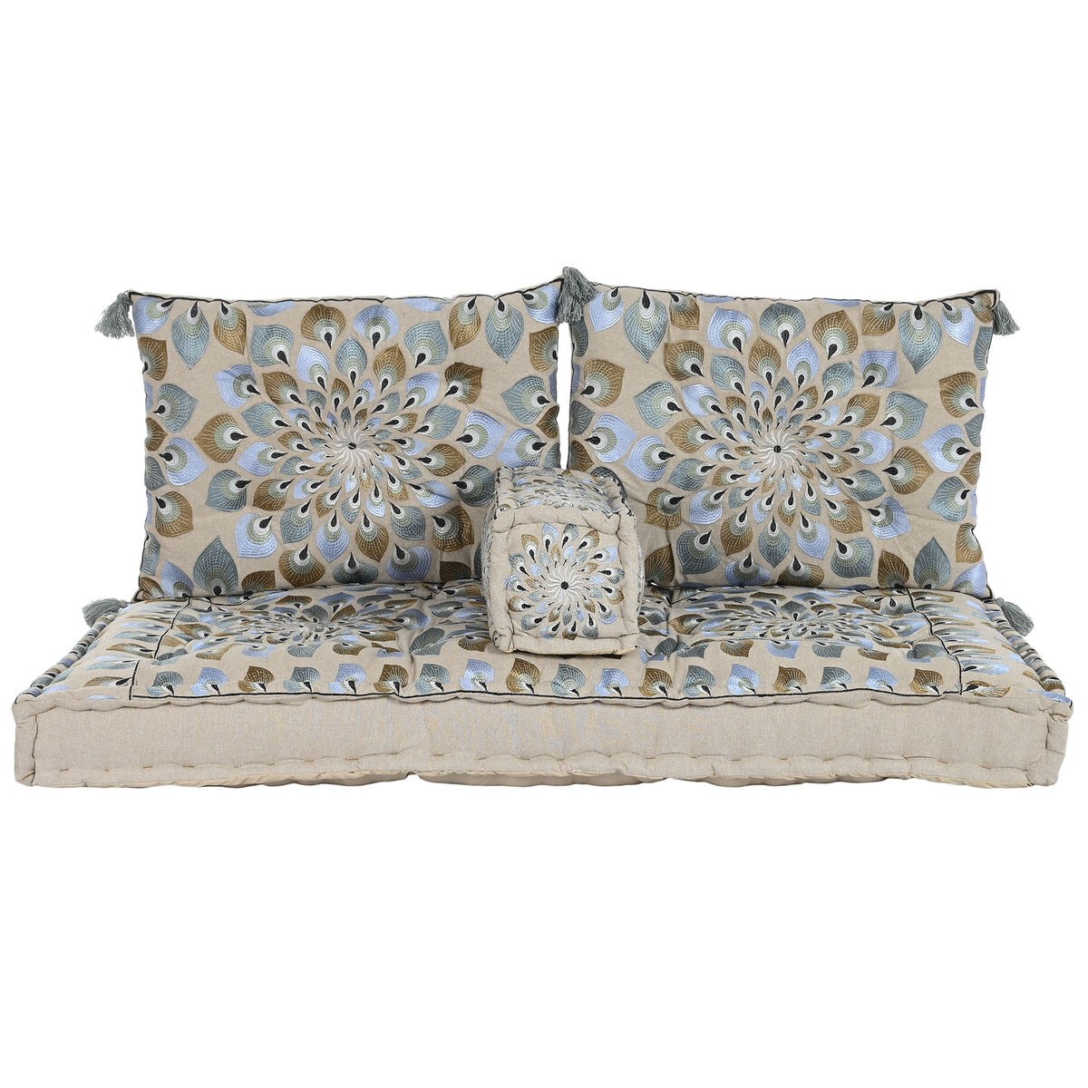 Trädgårdssoffa DKD Home Decor Blå Beige 155 x 76 x 65 cm 150 x 76 x 20 cm