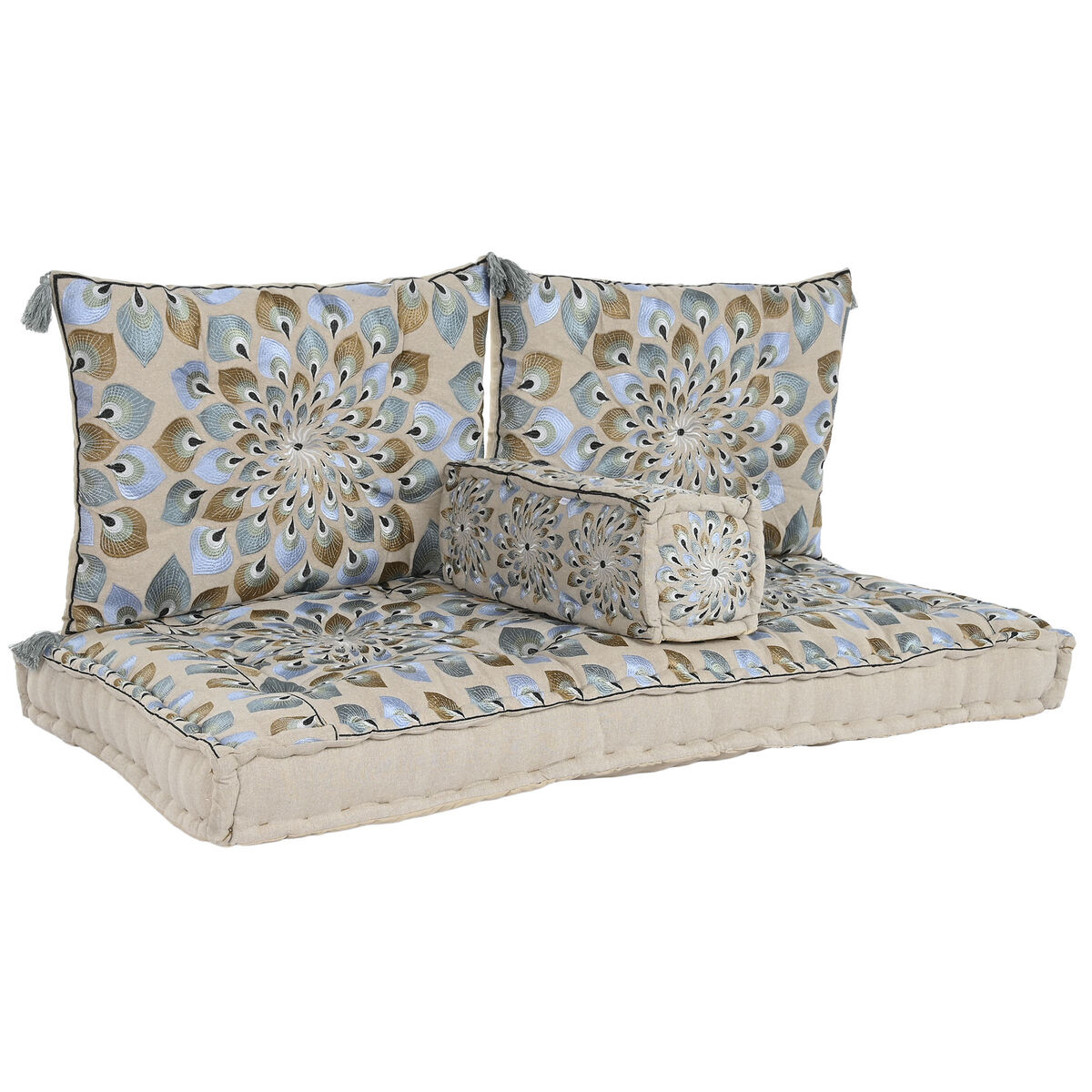 Trädgårdssoffa DKD Home Decor Blå Beige 155 x 76 x 65 cm 150 x 76 x 20 cm - 3