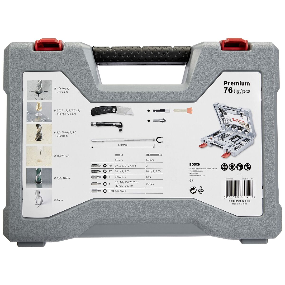 Spolset BOSCH 2608P00234 76 Delar Rostfritt stål Transportfodral - 5