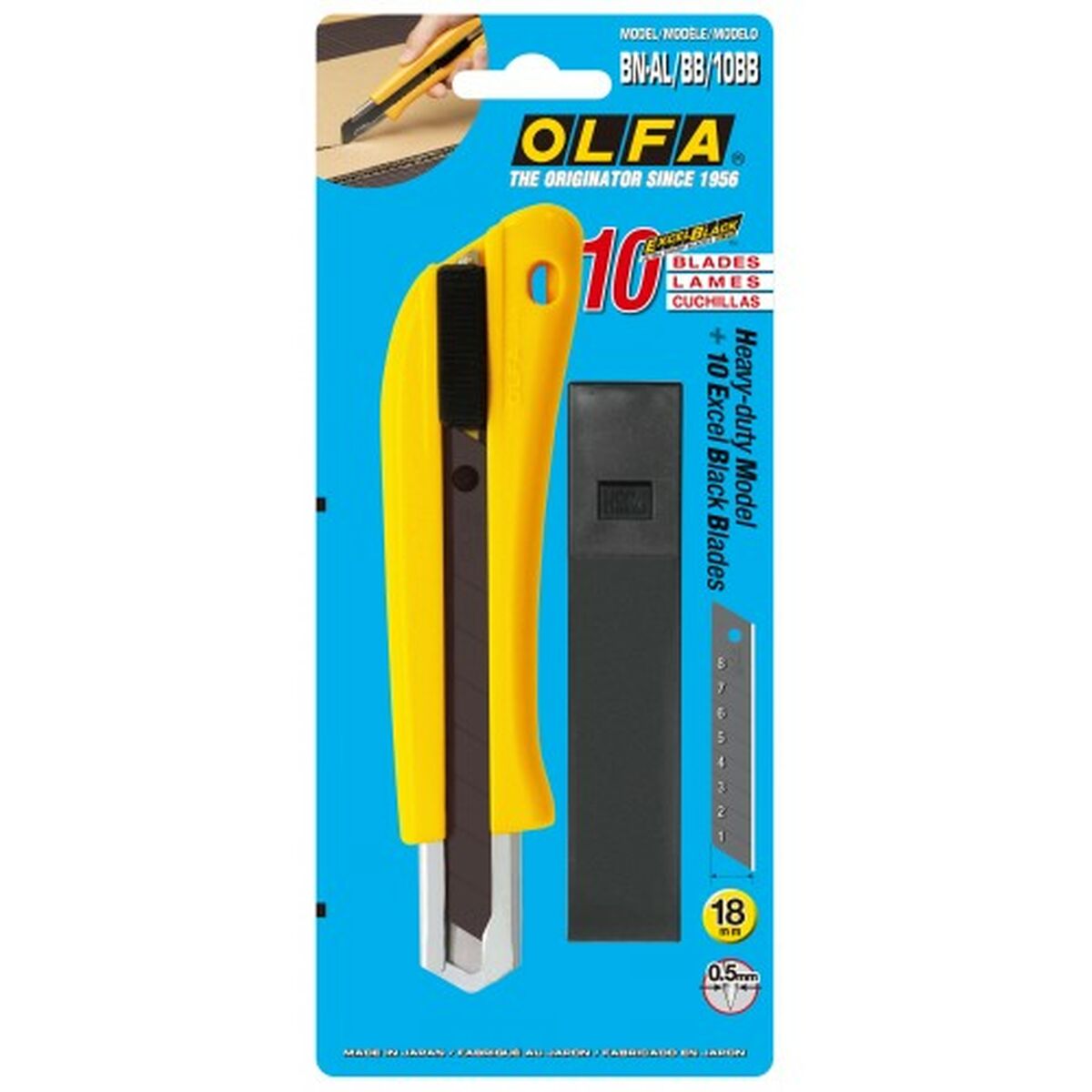 Brytbladskniv Olfa  BN-AL 18 X 0,5 MM Gul Svart 18 mm 10 Delar