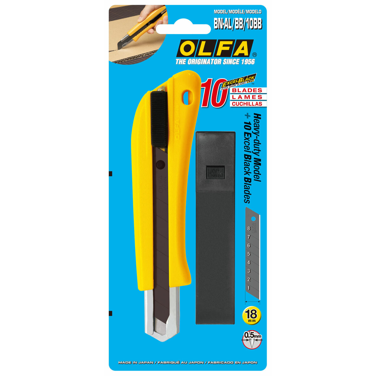 Brytbladskniv Olfa  BN-AL 18 X 0,5 MM Gul Svart 18 mm 10 Delar - 2