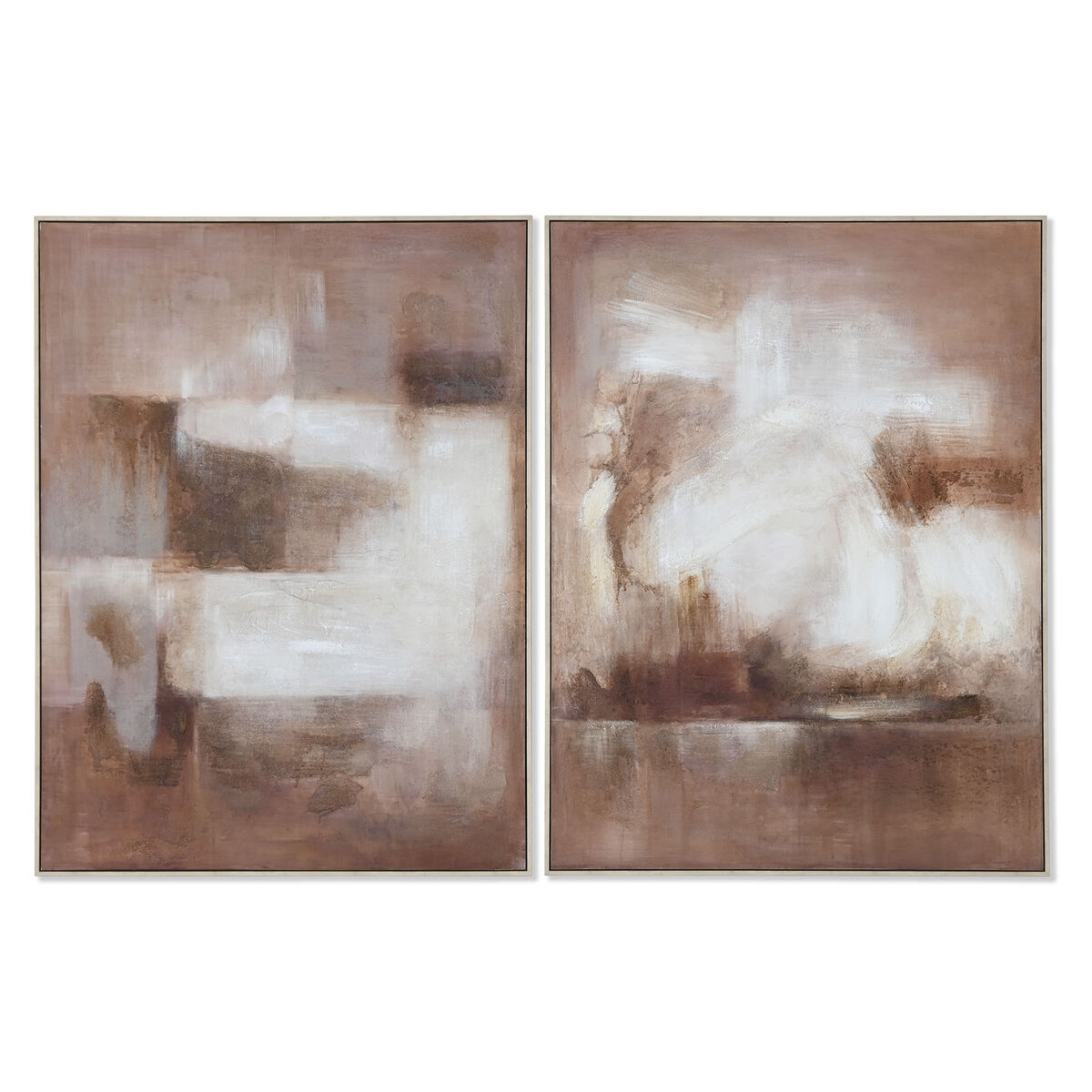 Kanvas Home ESPRIT Vit Brun Abstrakt Modern 92 x 3,8 x 122 cm (2 antal)