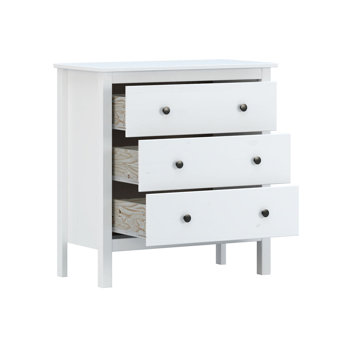 Kommod Alexandra House Living Vit 76 x 81 x 39 cm 3 lådor - 2
