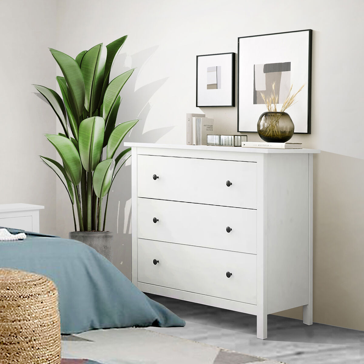 Kommod Alexandra House Living Vit 76 x 81 x 39 cm 3 lådor - 4