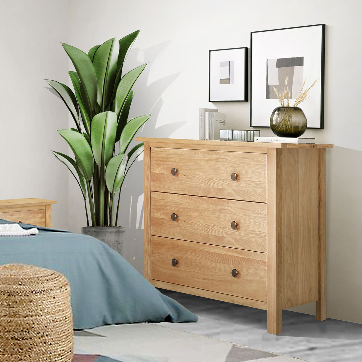 Kommod Alexandra House Living Tölgy 76 x 81 x 39 cm 3 lådor - 4