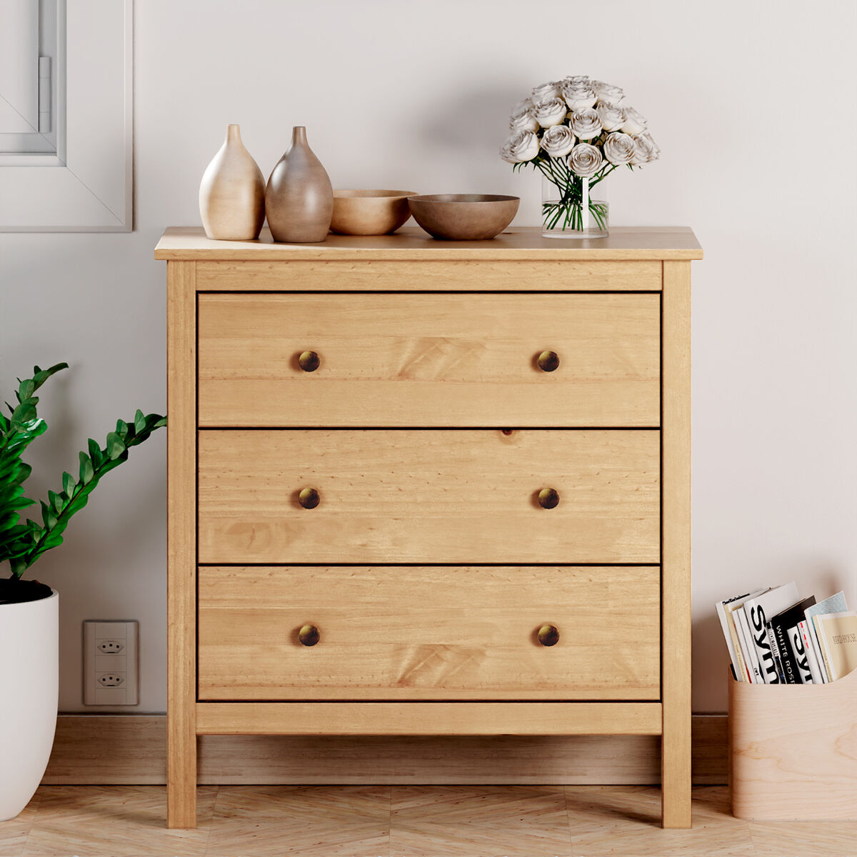 Kommod Alexandra House Living Tölgy 76 x 81 x 39 cm 3 lådor - 3