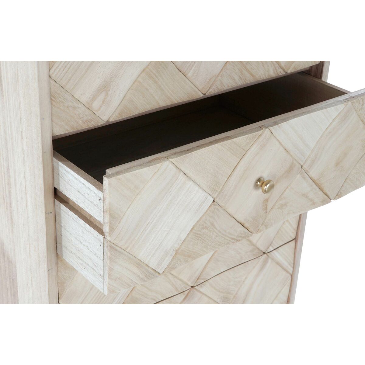 Byrå DKD Home Decor   Ljusbrun Metall Furu Paulowniaträ Naturell Modern 45 x 35 x 93 cm - 2