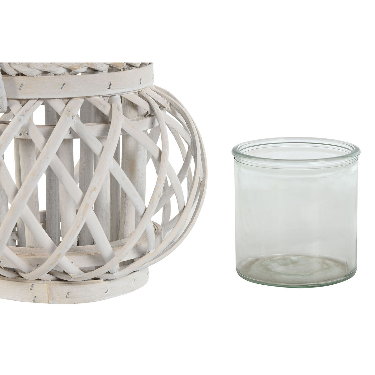 Ljusstakar Home ESPRIT Vit vide Glas 23 x 23 x 18 cm - 3