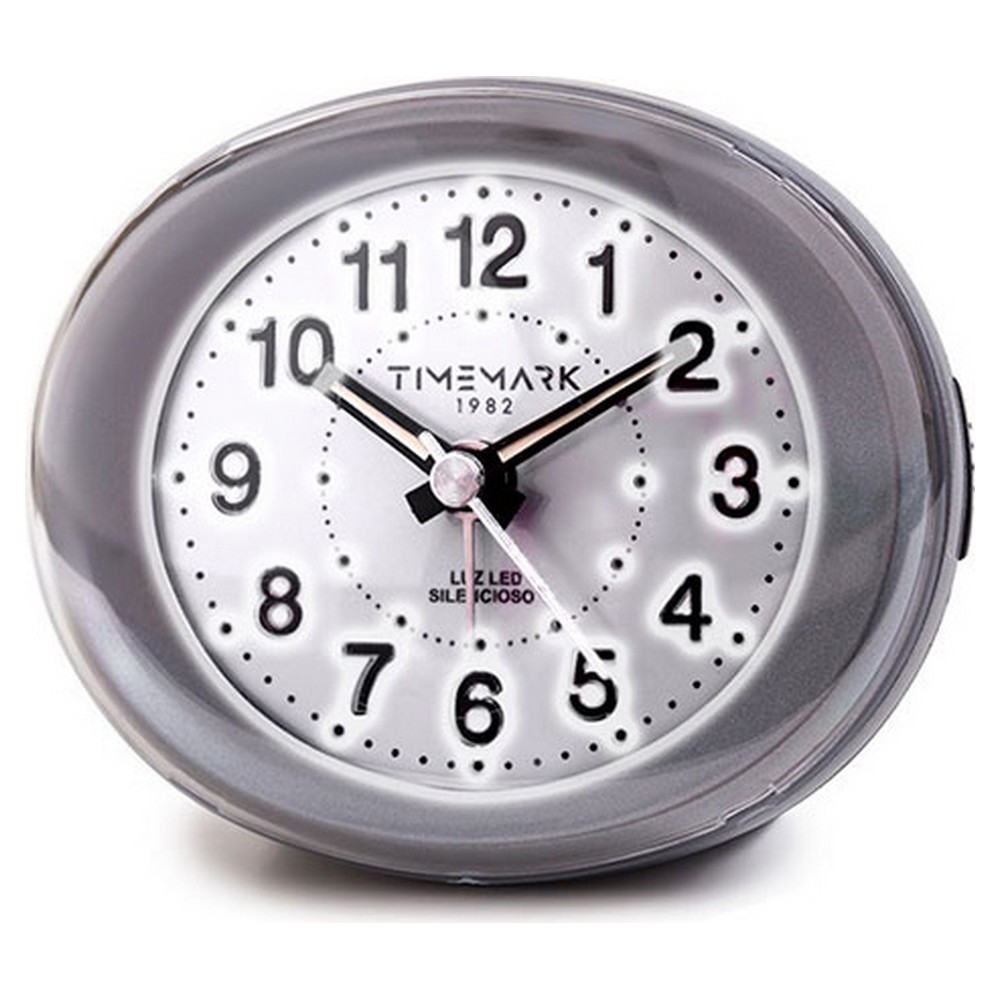 Analog Väckarklocka Timemark Grå LED Ljus Tyst Snooze Nattläge 9 x 9 x 5,5 cm (9 x 9 x 5,5 cm)