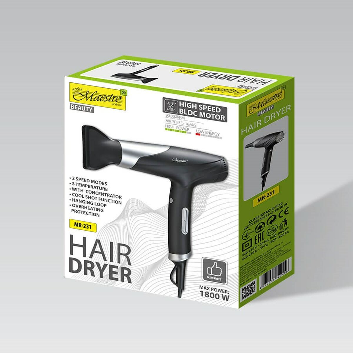 Hårtork Feel Maestro MR-231 Svart Silvrig 1800 W - 3