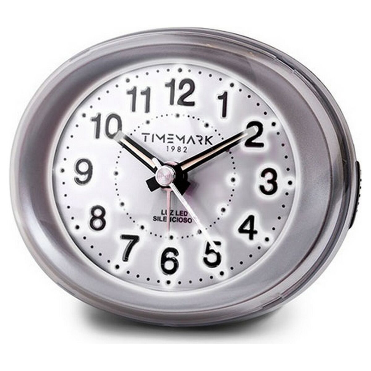 Analog Väckarklocka Timemark Silvrig LED Ljus Tyst Snooze Nattläge 9 x 9 x 5,5 cm (9 x 9 x 5,5 cm) - 2