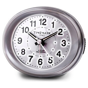 Analog Väckarklocka Timemark Silvrig LED Ljus Tyst Snooze Nattläge 9 x 9 x 5,5 cm (9 x 9 x 5,5 cm)