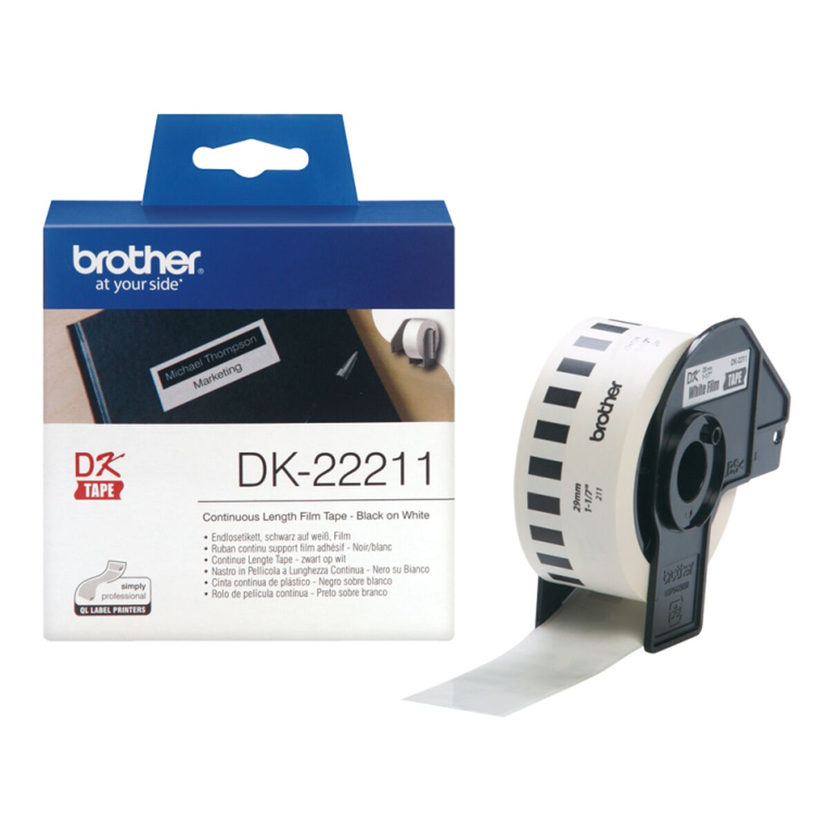 Etiketter till Skrivare Brother DK-22211 29 mm Vit Svart/Vit