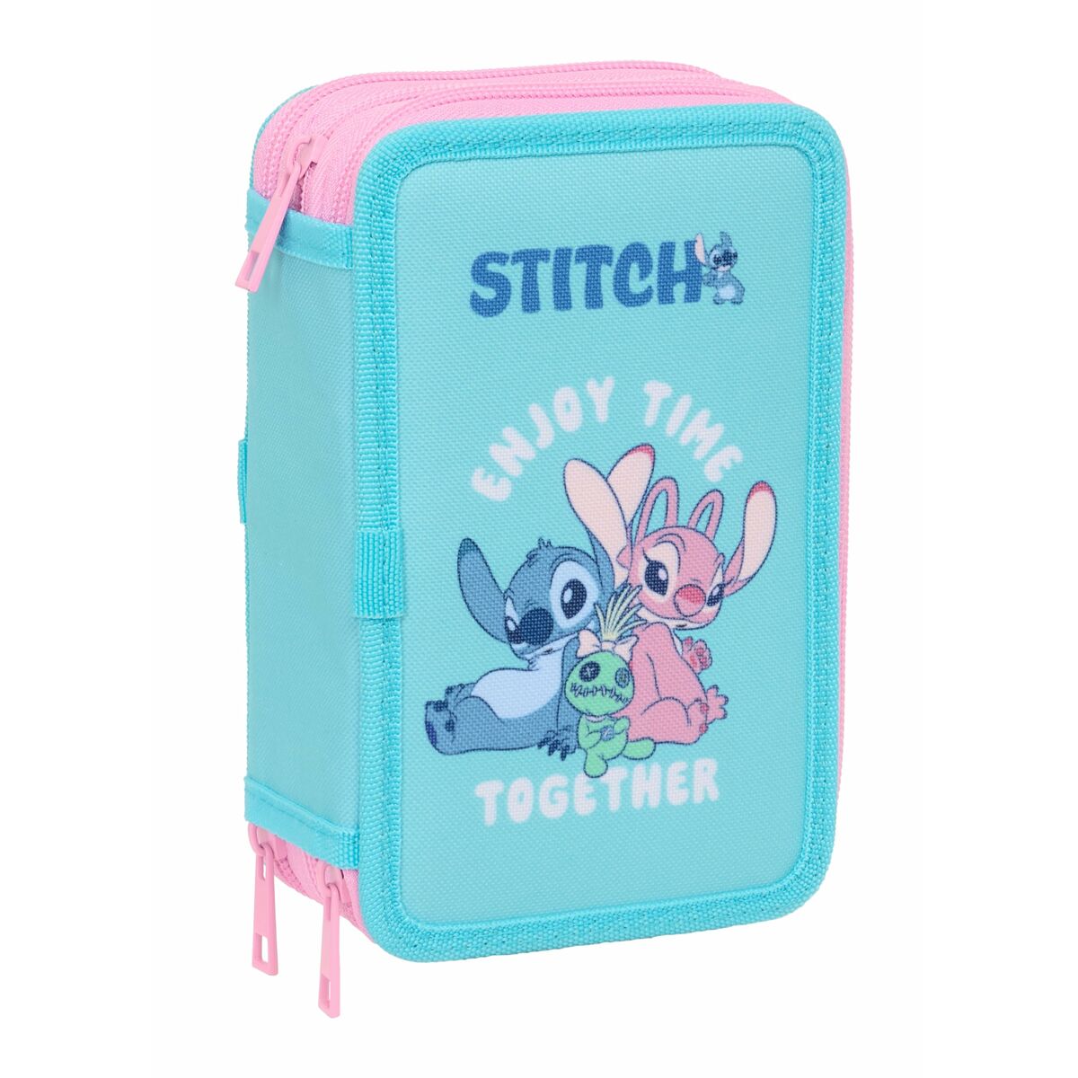 Trippel pennfodral Stitch Blå 12,5 x 19,5 x 5,5 cm 37 Delar - 2