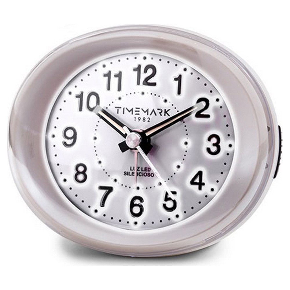 Analog Väckarklocka Timemark Vit LED Ljus Tyst Snooze Nattläge 9 x 9 x 5,5 cm (9 x 9 x 5,5 cm)