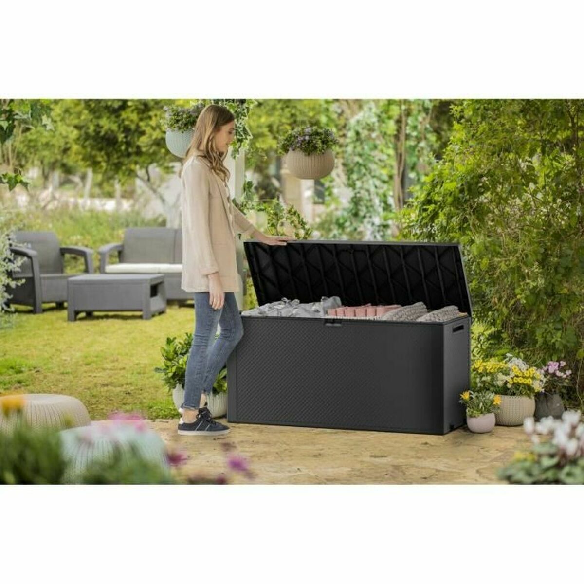 Utomhus Bröst Keter Emily Mörkgrå Harts Plast (118 x 45 x 58 cm) - 2