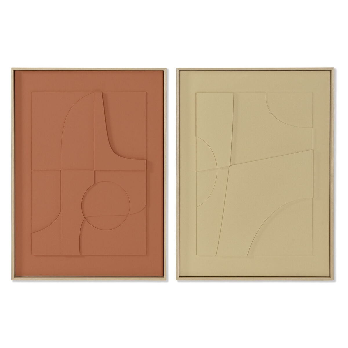 Tavla Home ESPRIT Senap Terrakota n Abstrakt Urban 55 x 4 x 75 cm (2 antal)