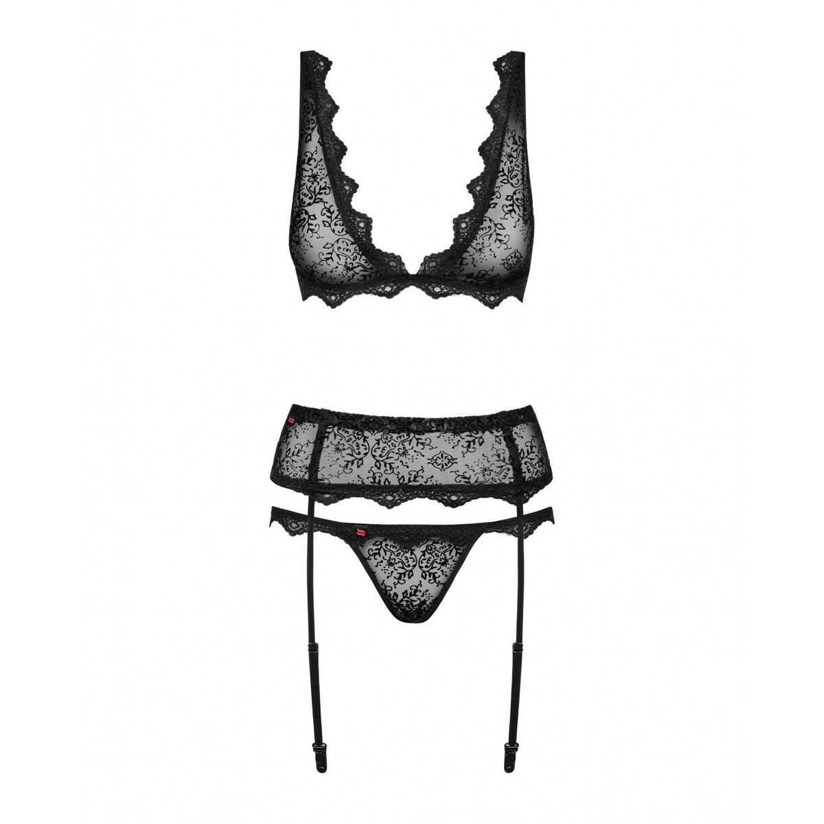 Set med underkläder i läder Obsessive Emperita Svart L/XL - 4