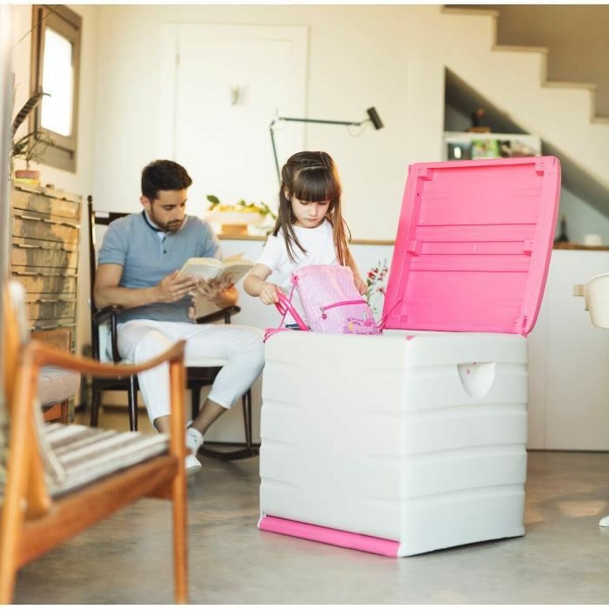 Kista Plastiken 60 x 61 x 53 cm Beige Fuchsia Plast - 7