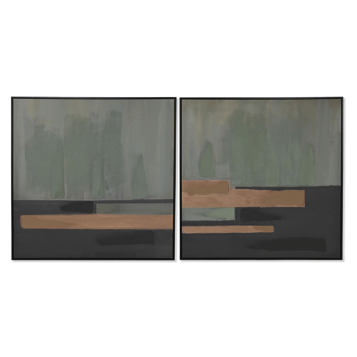Tavla Home ESPRIT Svart Grön Modern Urban 100 x 4 x 100 cm (2 antal)