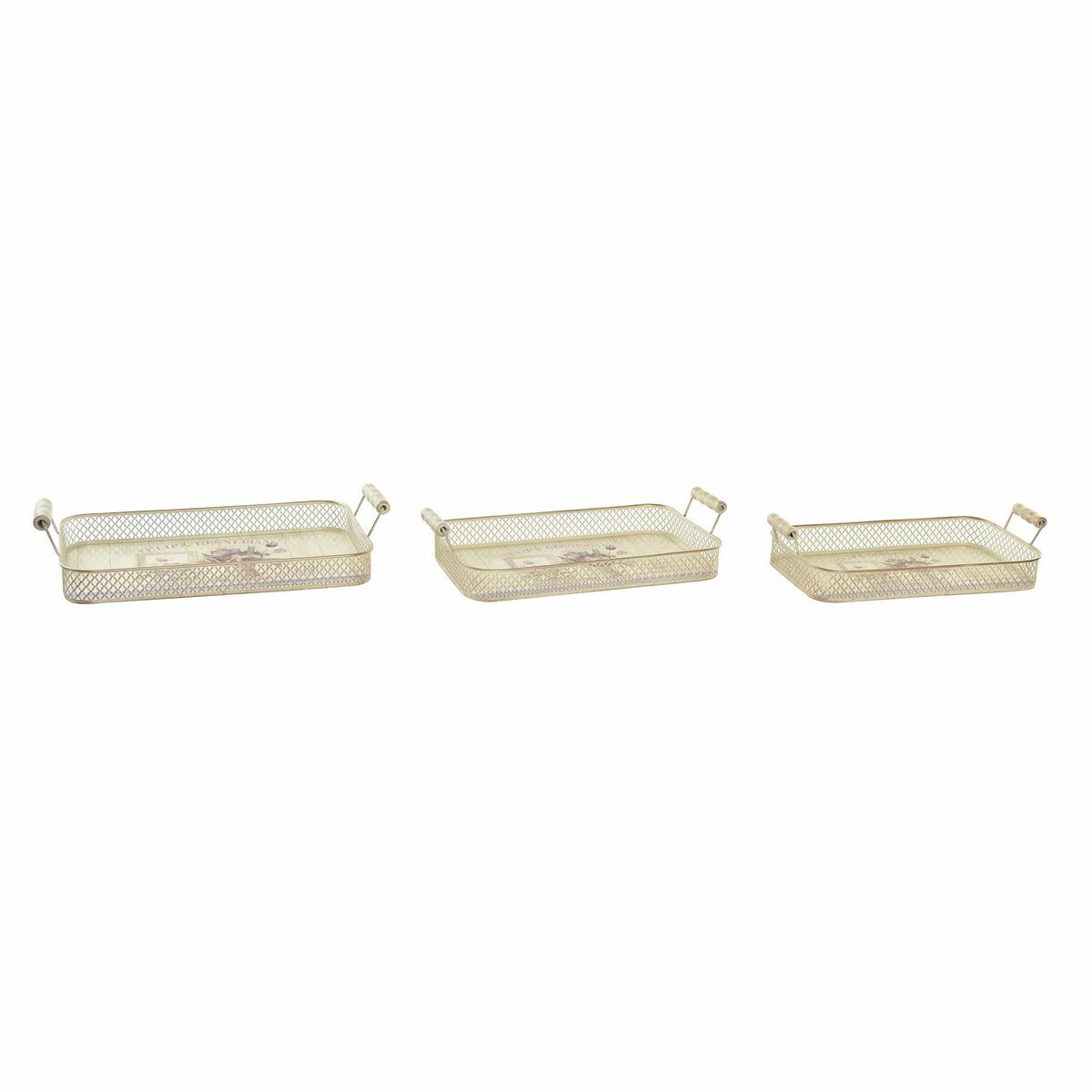 Uppsättning med Brickor DKD Home Decor Rosa Metall Aluminium 8 cm 40 x 21 x 8 cm (3 antal)