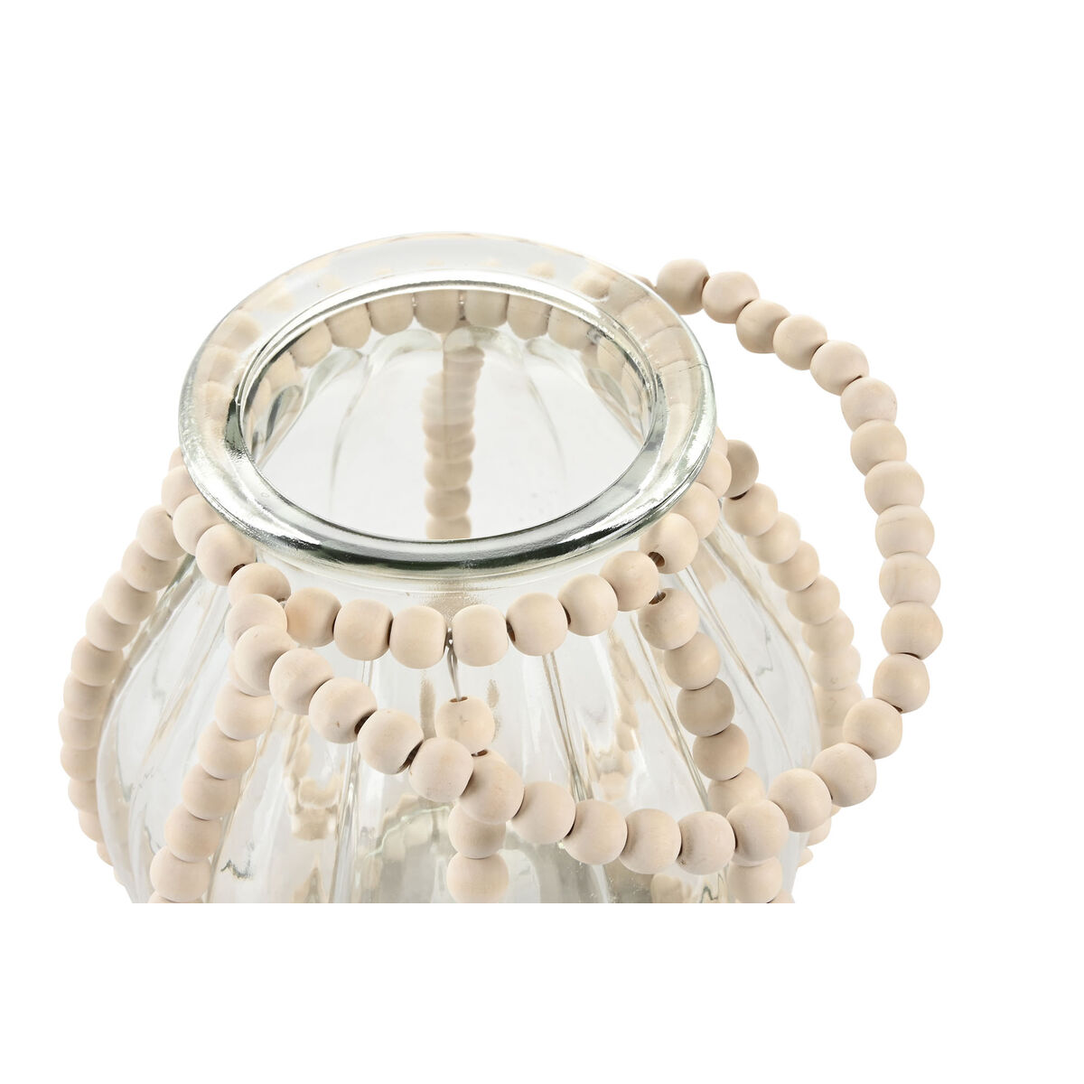 Ljusstakar Home ESPRIT Transparent Naturell Ljusbrun Trä Glas 22 x 22 x 22 cm - 2