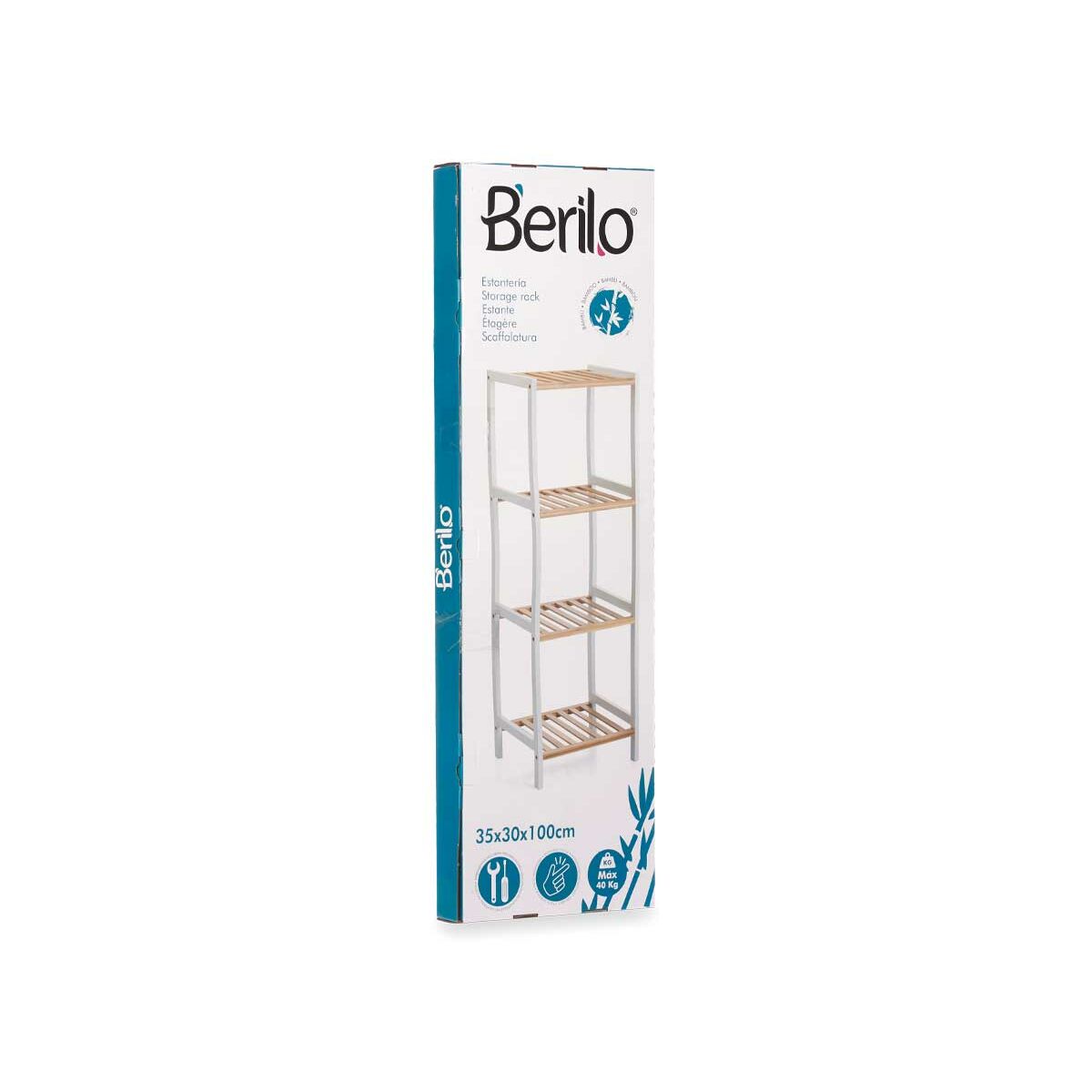 Badrumshyllor Berilo Vit Naturell 35 x 30 x 100 cm 35,2 x 100,2 x 30,2 cm - 3