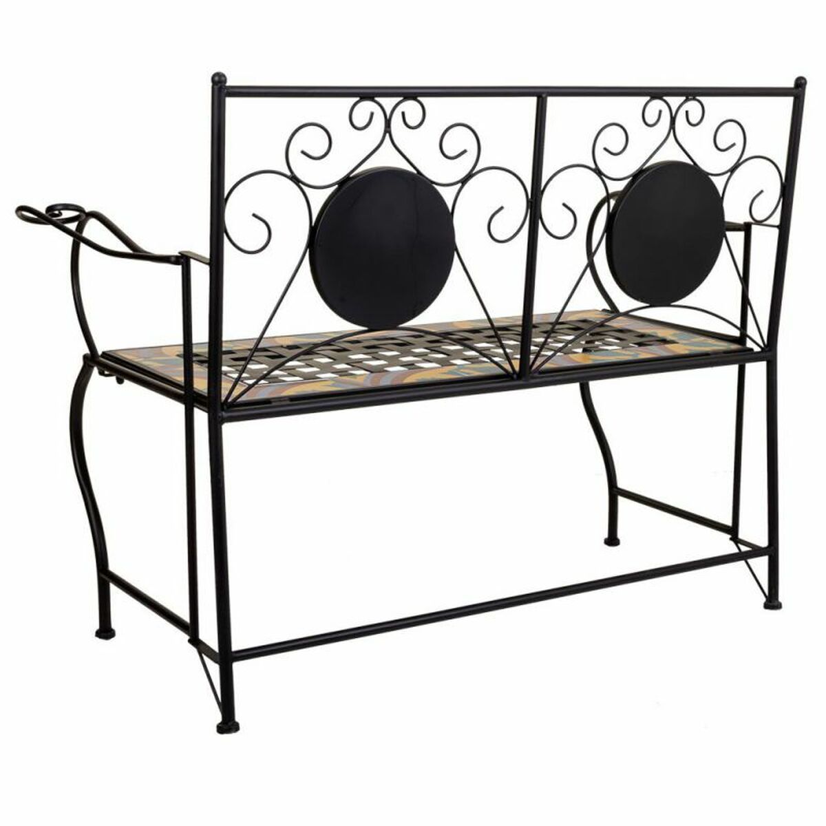 Bänk Alexandra House Living Svart Järn Kakel 50 x 88 x 110 cm - 5