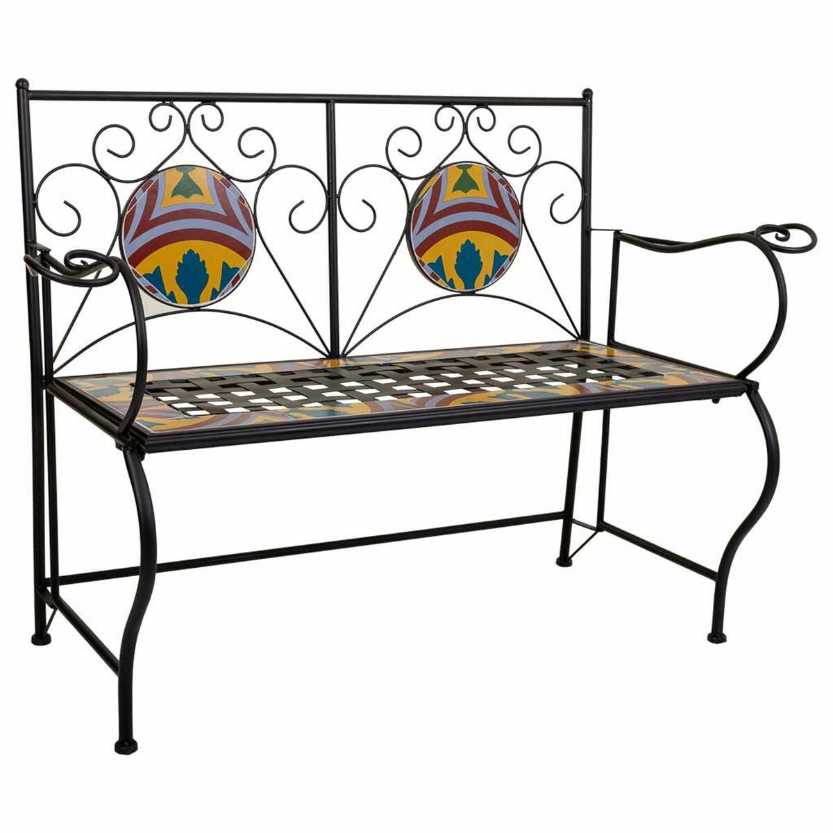 Bänk Alexandra House Living Svart Järn Kakel 50 x 88 x 110 cm