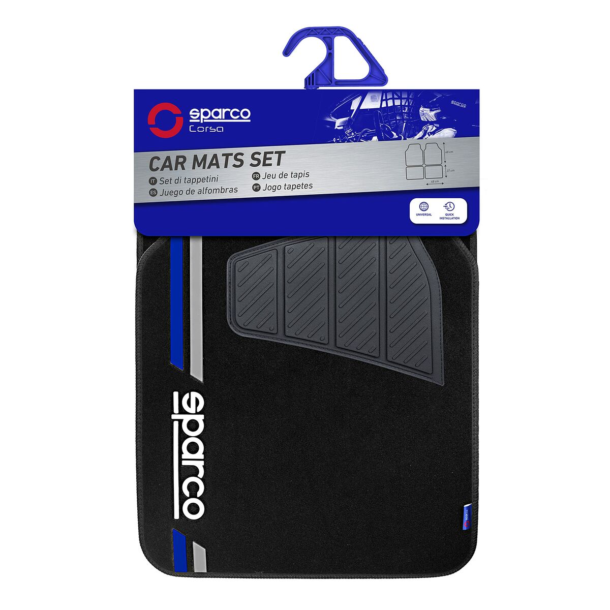 Set med bilgolvmattor Sparco SPCF508BL Blå Universal - 4
