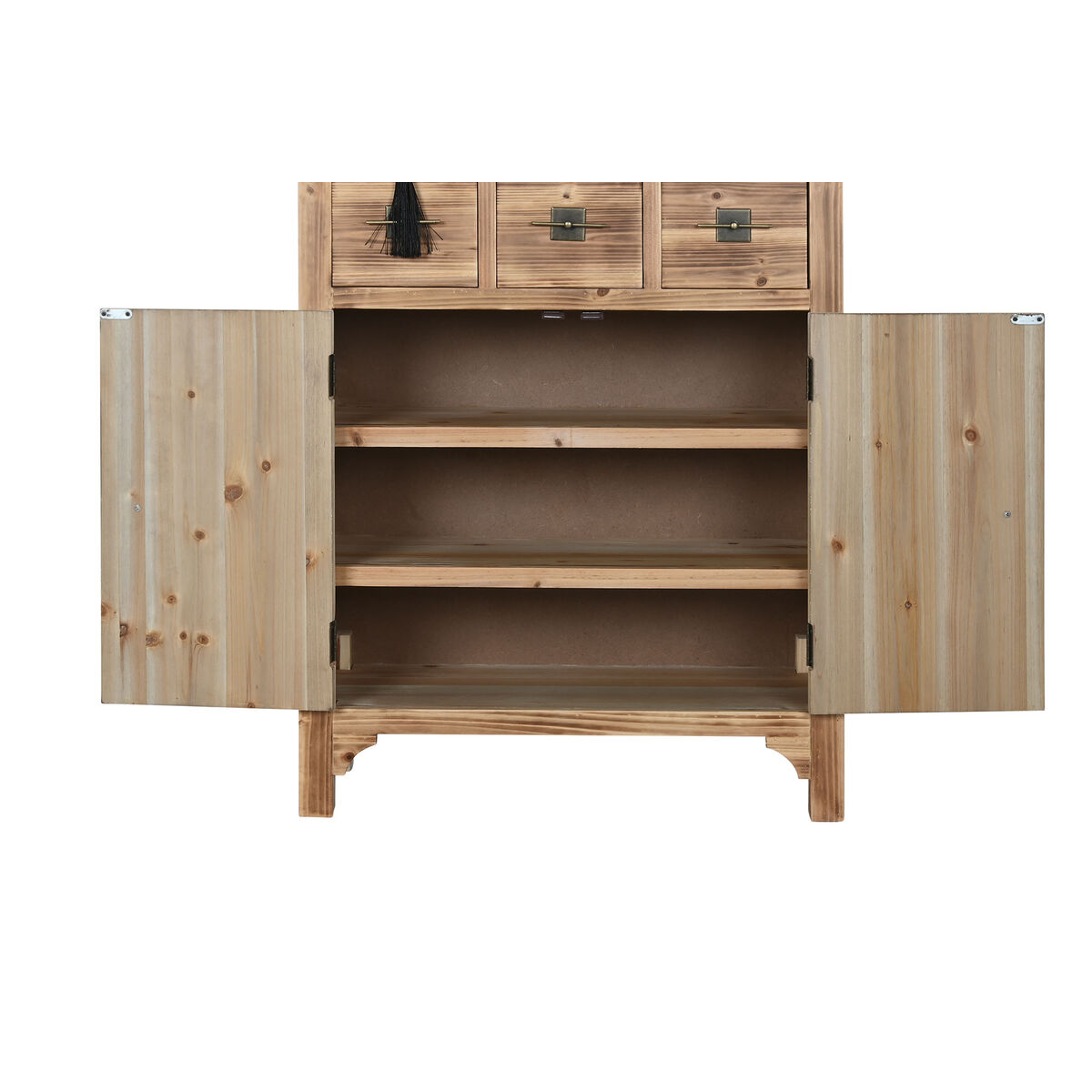Byrå Home ESPRIT Svart Naturell Gran Trä MDF Orientalisk 63 x 27 x 101 cm - 3