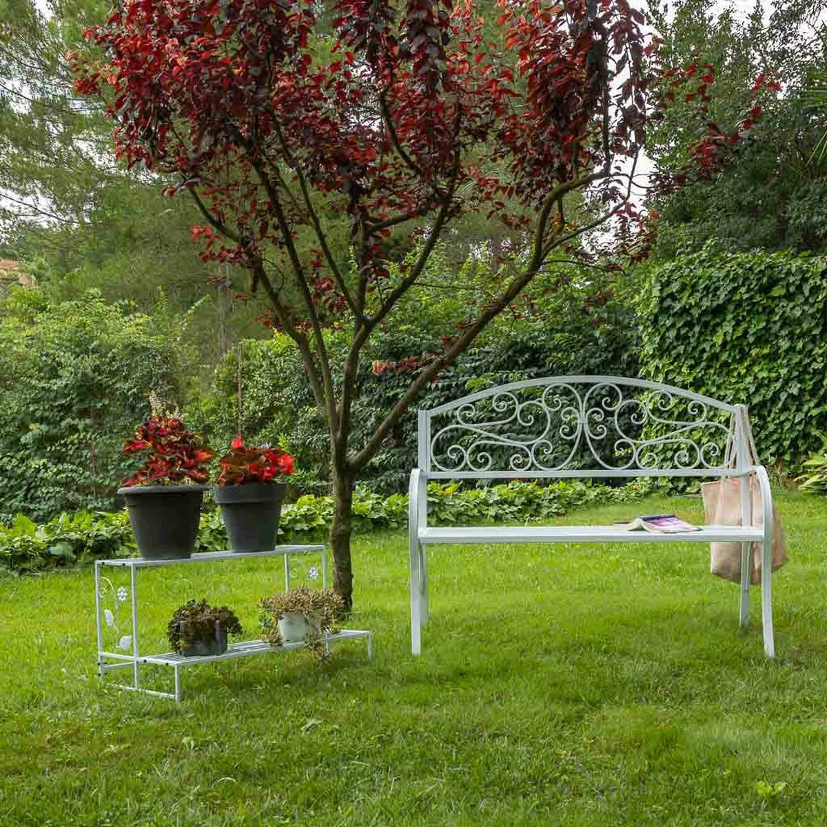 Bänk Alexandra House Living Vit Järn 53 x 91 x 153 cm - 3