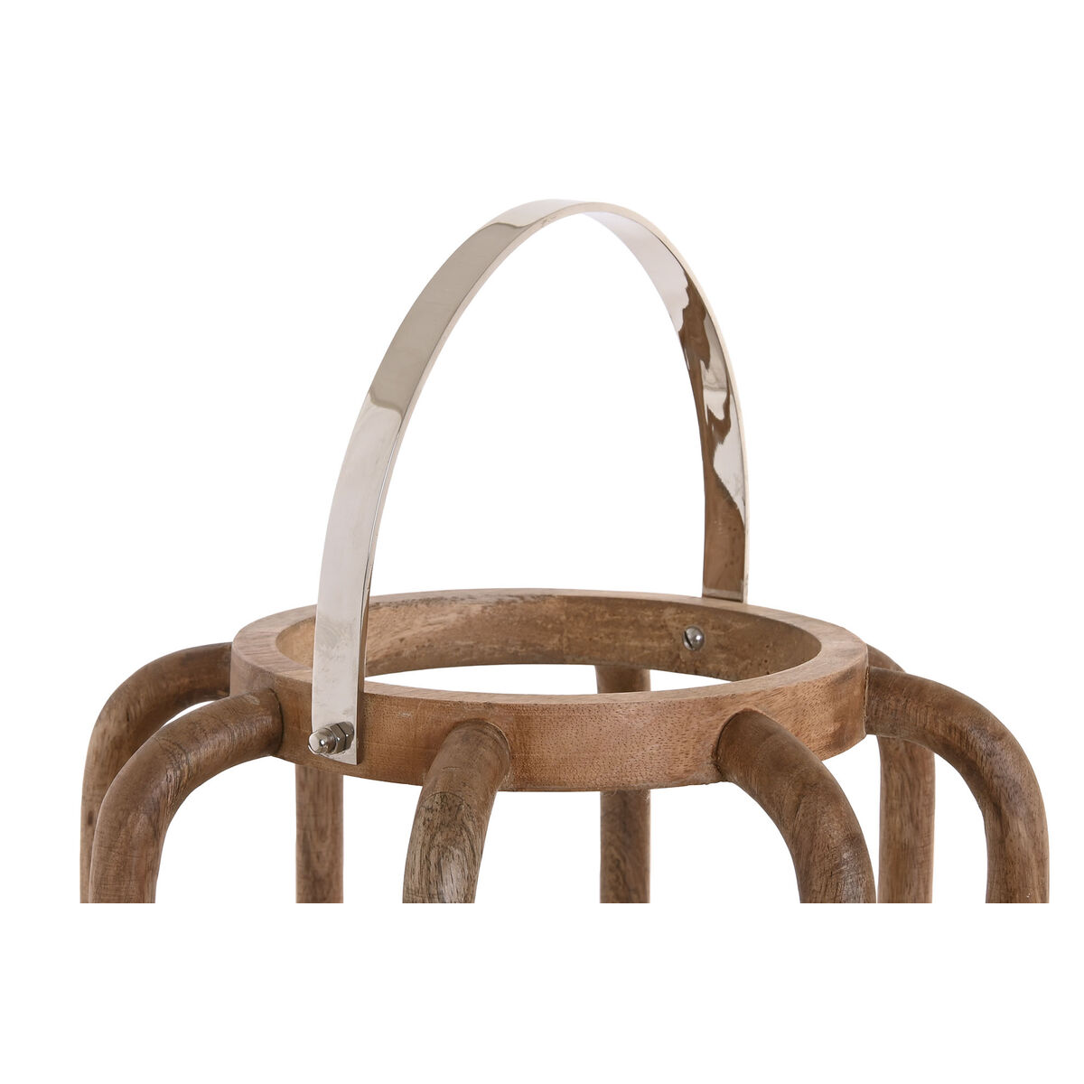 Ljusstakar Home ESPRIT Brun Silvrig Naturell Glas Mangoträ 30 x 30 x 42 cm - 2