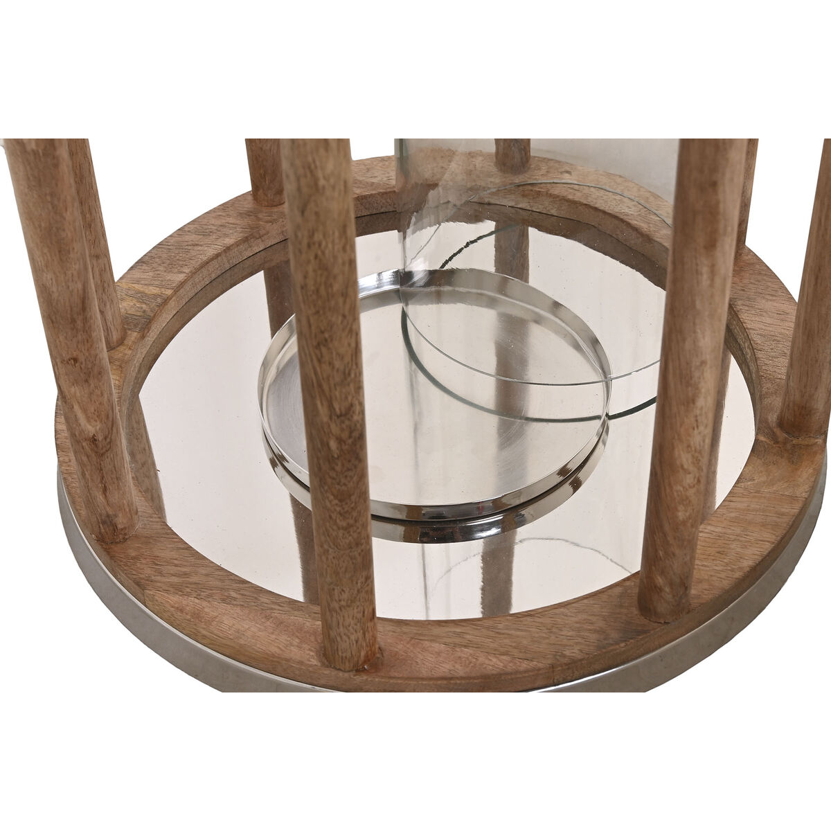 Ljusstakar Home ESPRIT Brun Silvrig Naturell Glas Mangoträ 30 x 30 x 42 cm - 3